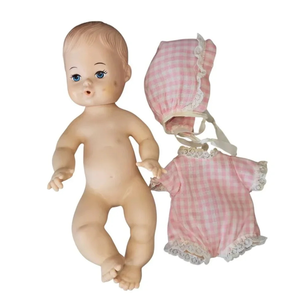 VTG 70s Playmates Drink And Wet Baby‎ Girl Doll 9